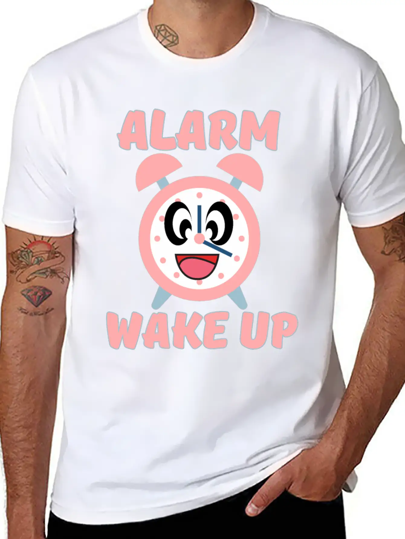 ALARM WAKE UP Classic Crew Neck Graphic Tee – Everyday Minimal Look