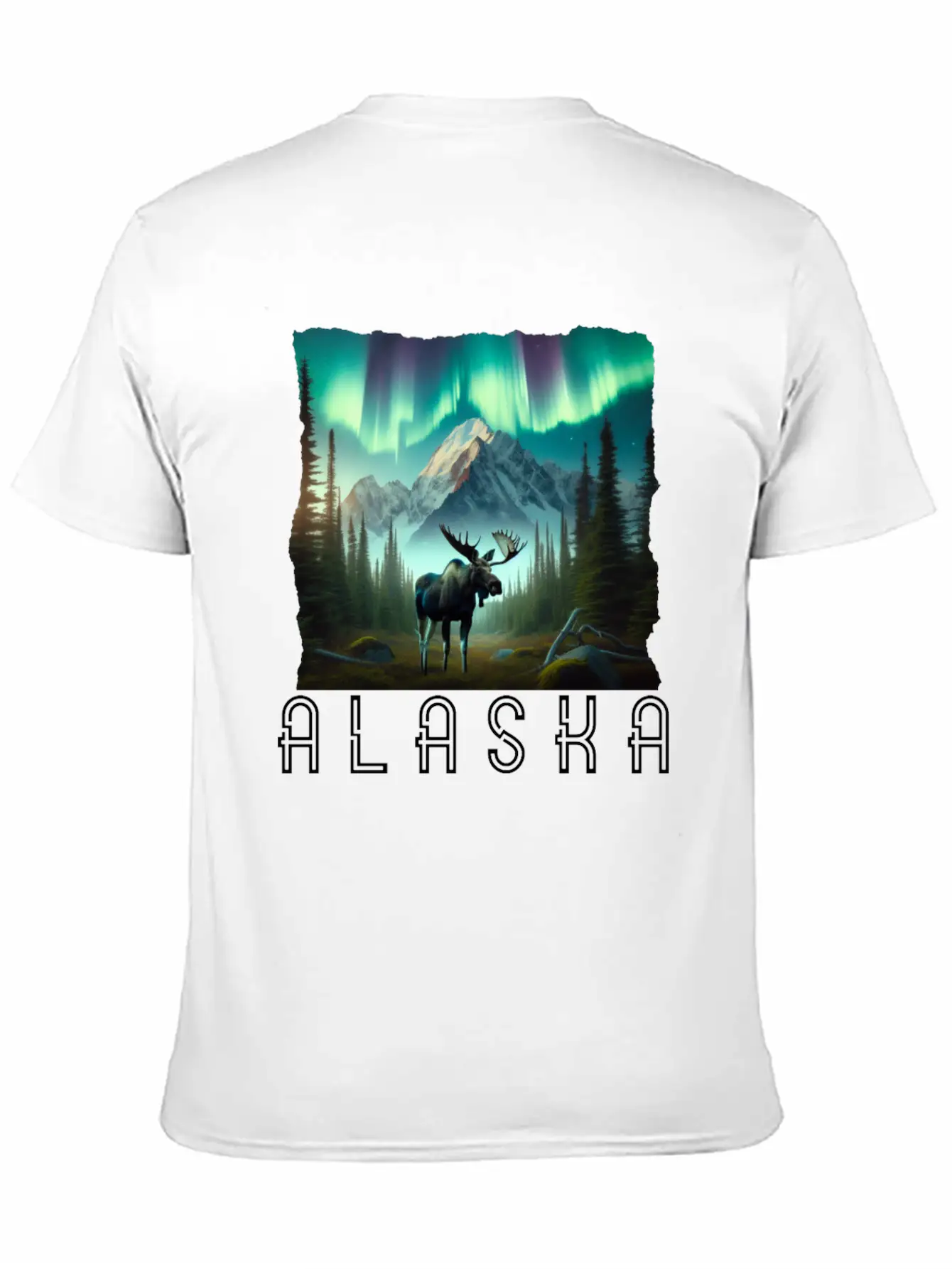 Alaska Wilderness - Moose And Northern Light Breathable Soft Cotton T-Shirt – Timeless Casual Look