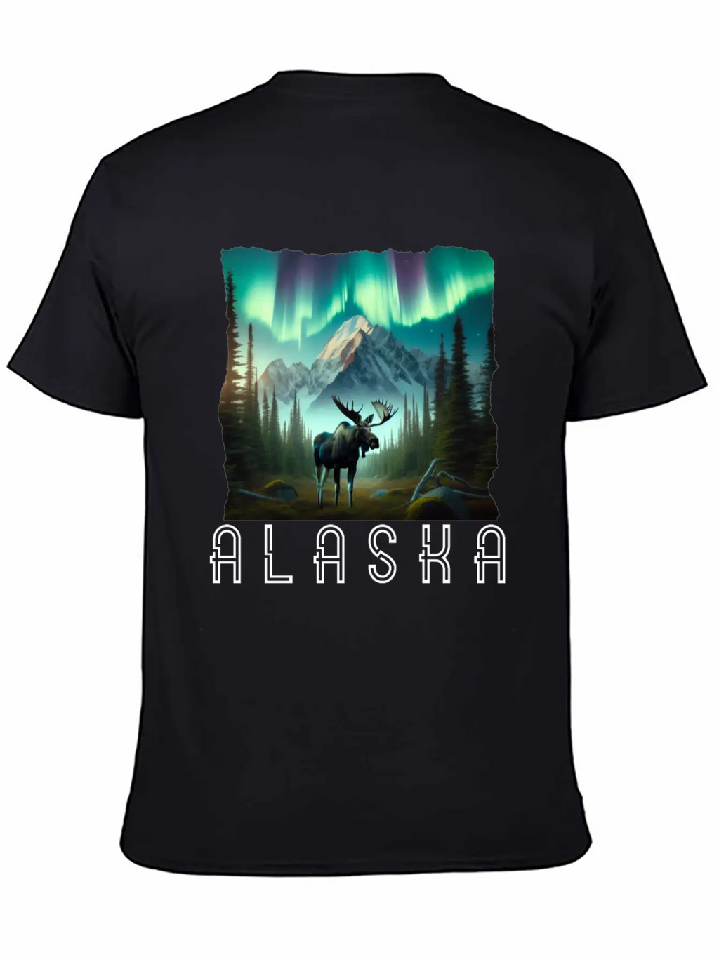 Alaska Wilderness - Moose And Northern Light Breathable Soft Cotton T-Shirt – Timeless Casual Look