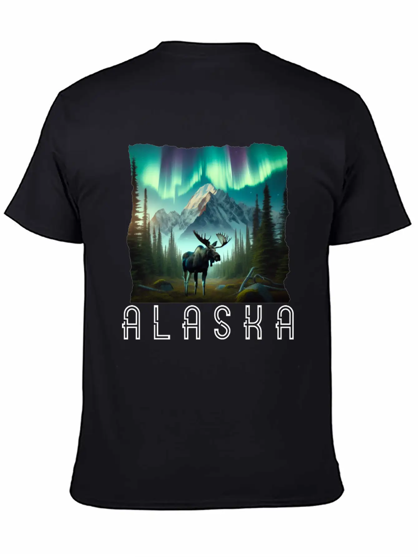 Alaska Wilderness - Moose And Northern Light Breathable Soft Cotton T-Shirt – Timeless Casual Look