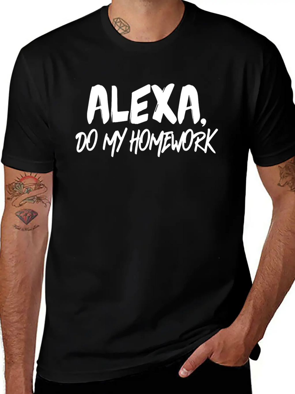 Alexa Do My Homework Voice Assistant Funny Quote Breathable Soft Cotton T-Shirt – Timeless Casual Look