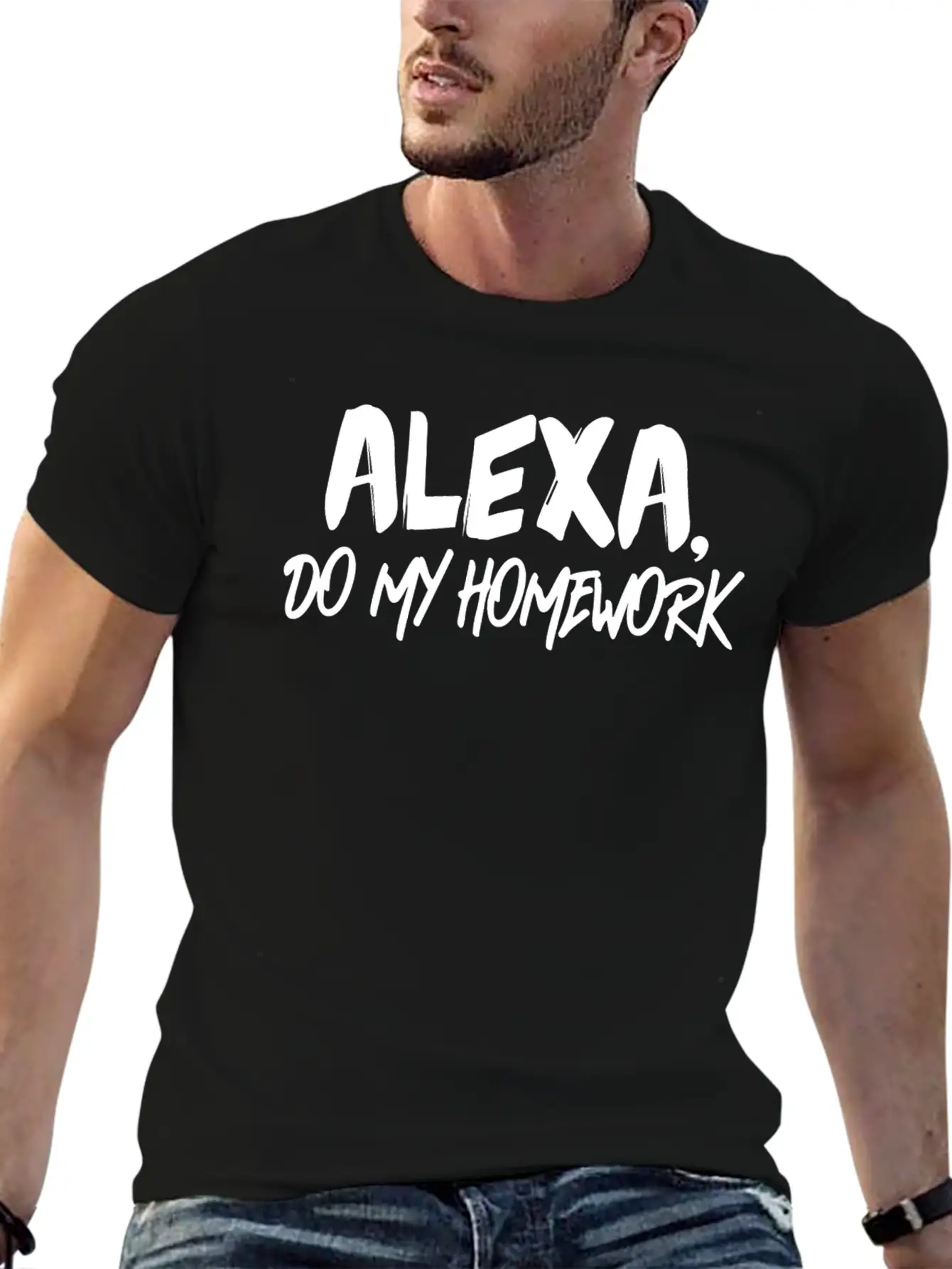 Alexa Do My Homework Voice Assistant Funny Quote Breathable Soft Cotton T-Shirt – Timeless Casual Look