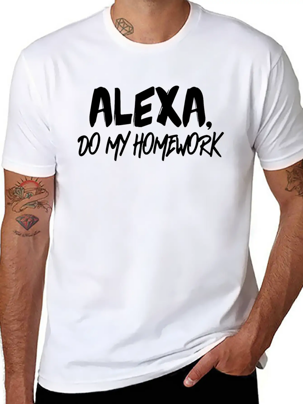 Alexa Do My Homework Voice Assistant Funny Quote Breathable Soft Cotton T-Shirt – Timeless Casual Look