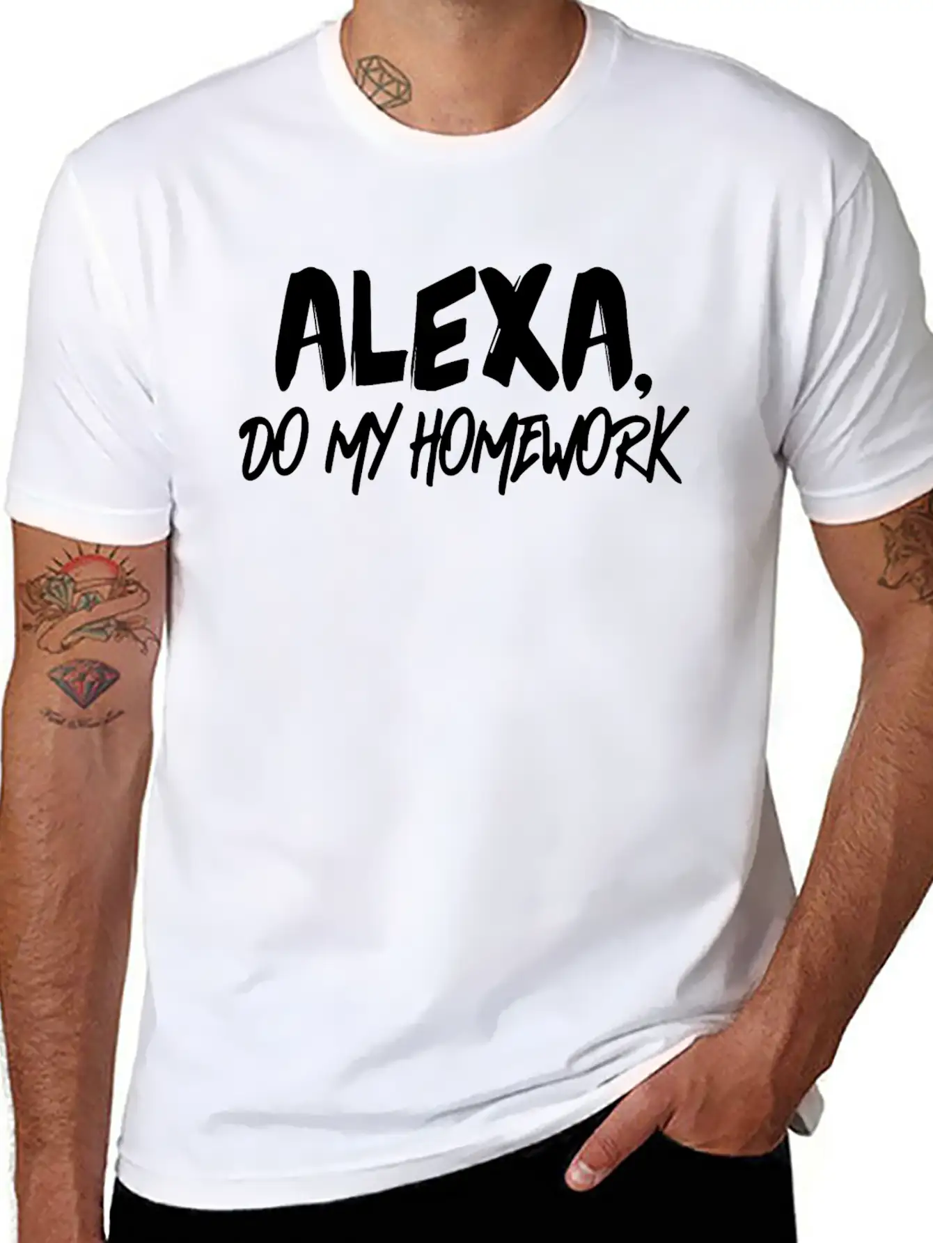 Alexa Do My Homework Voice Assistant Funny Quote Breathable Soft Cotton T-Shirt – Timeless Casual Look