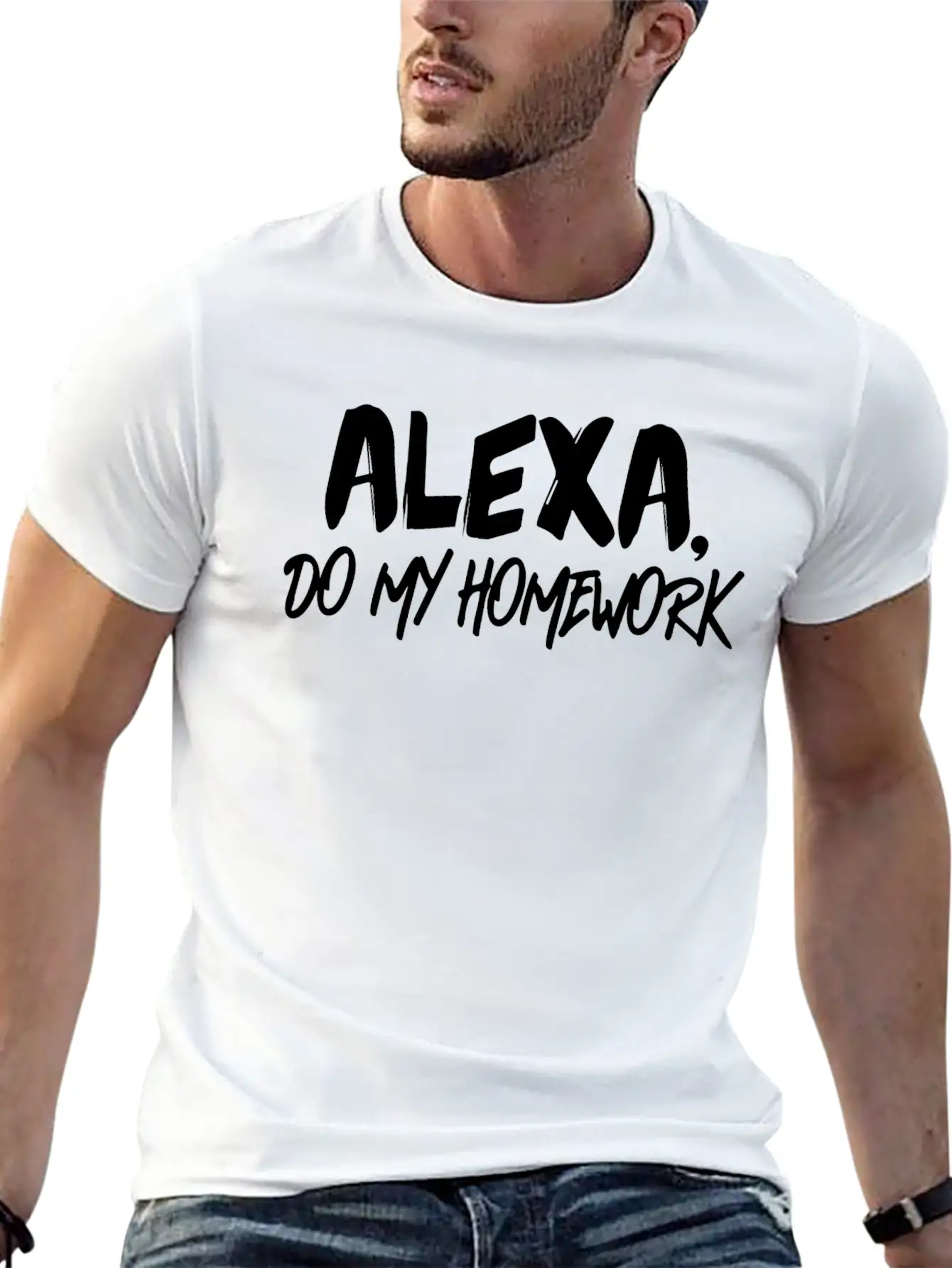Alexa Do My Homework Voice Assistant Funny Quote Breathable Soft Cotton T-Shirt – Timeless Casual Look
