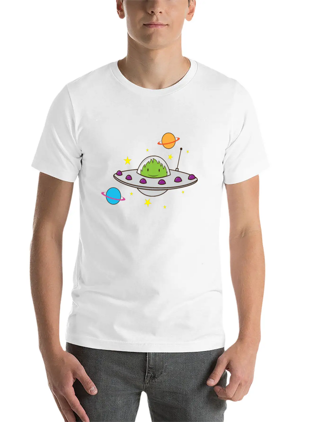 Alien In A UFO Classic Crew Neck Graphic Tee – Everyday Minimal Look