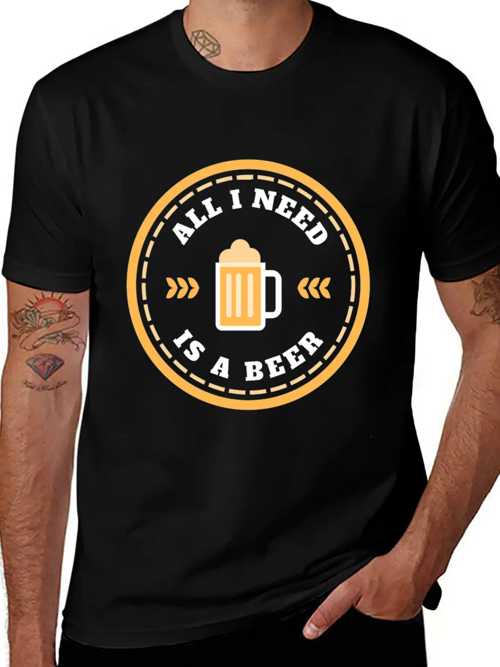 "All I Need Is A Beer" Relaxing Soothing Drinking Breathable Soft Cotton T-Shirt – Timeless Casual Look