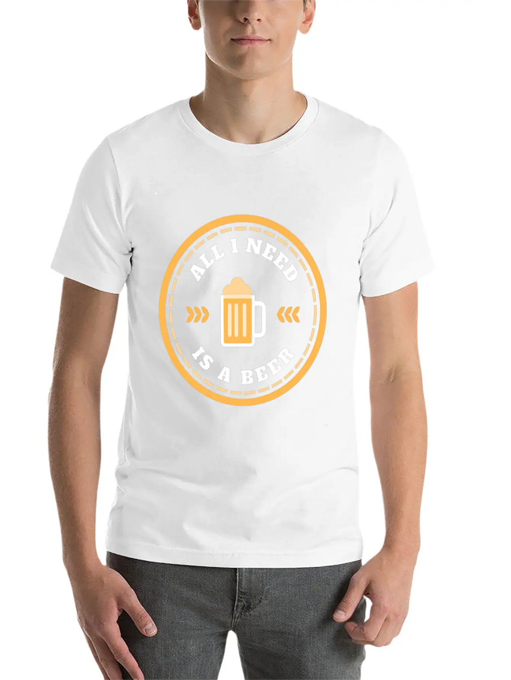 "All I Need Is A Beer" Relaxing Soothing Drinking Breathable Soft Cotton T-Shirt – Timeless Casual Look
