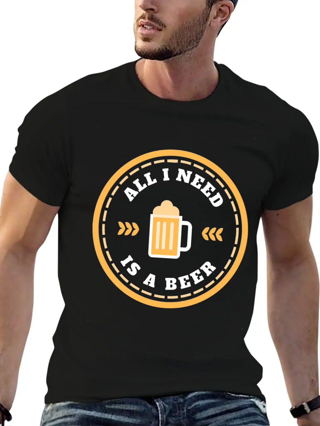 "All I Need Is A Beer" Relaxing Soothing Drinking Breathable Soft Cotton T-Shirt – Timeless Casual Look