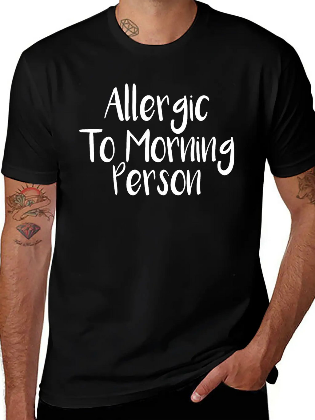 Allergic To Morning Person Breathable Graphic T-Shirt – Perfect For Casual Days