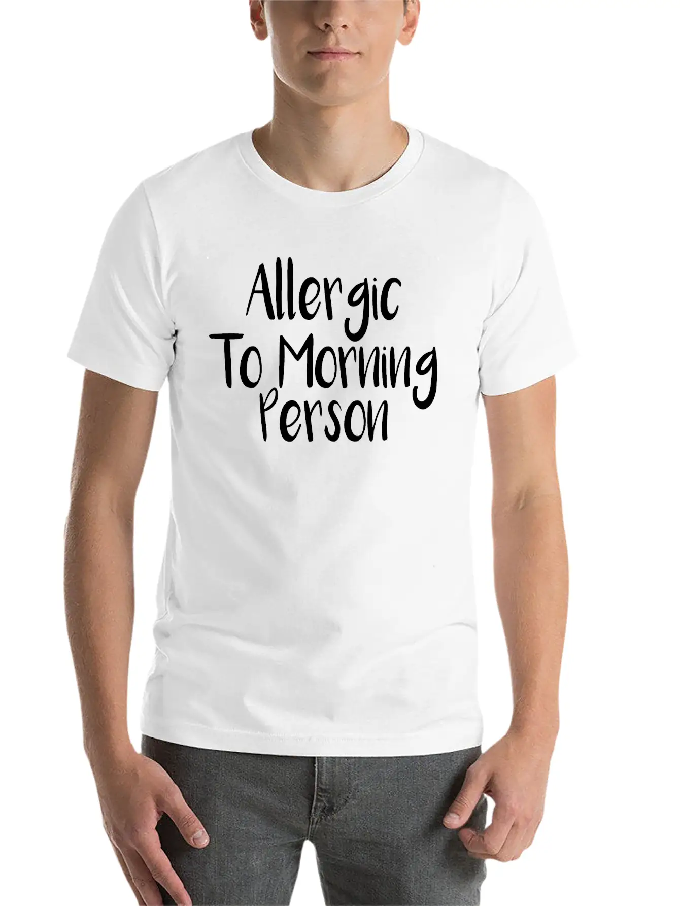 Allergic To Morning Person Breathable Graphic T-Shirt – Perfect For Casual Days