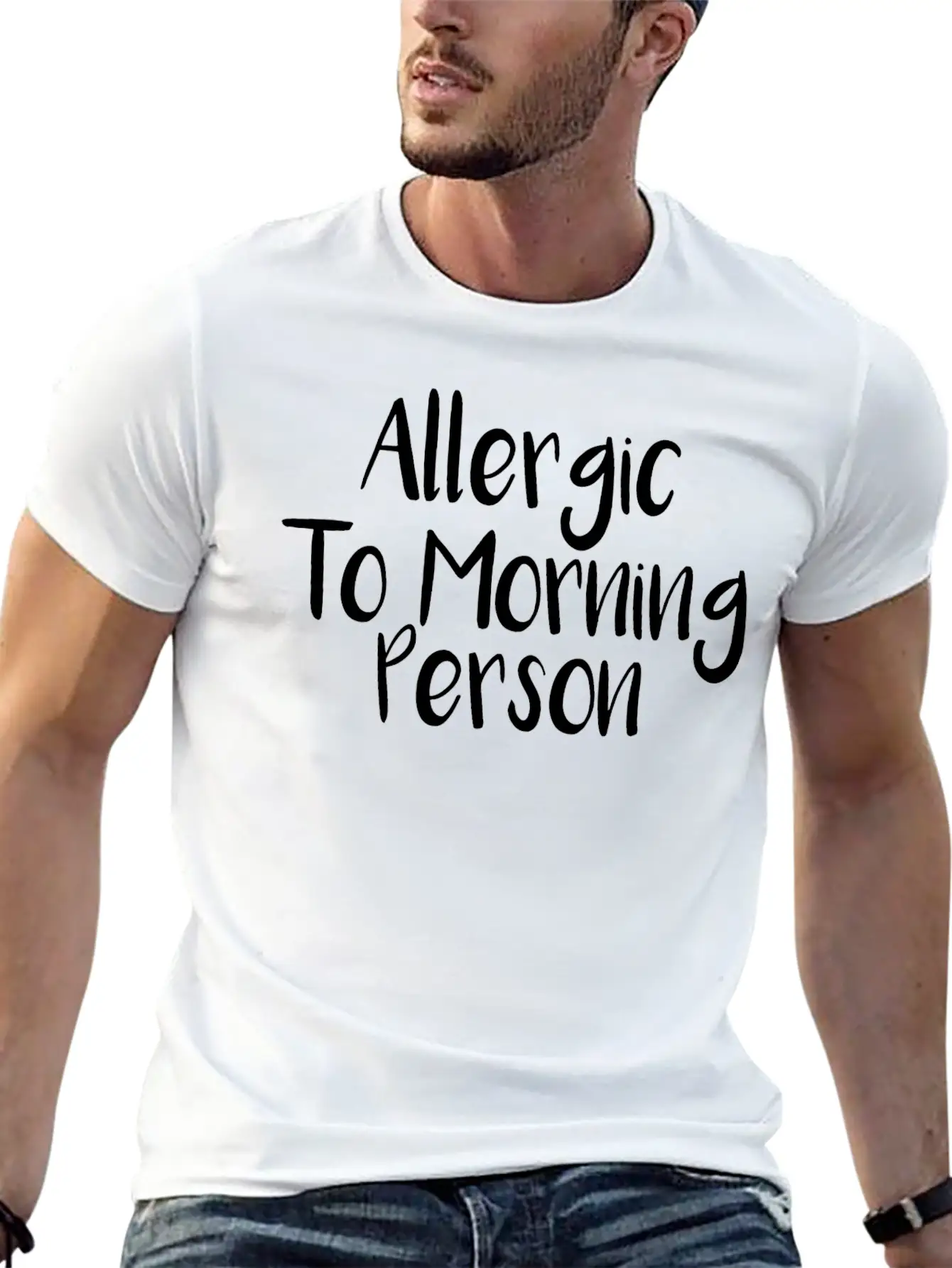 Allergic To Morning Person Breathable Graphic T-Shirt – Perfect For Casual Days