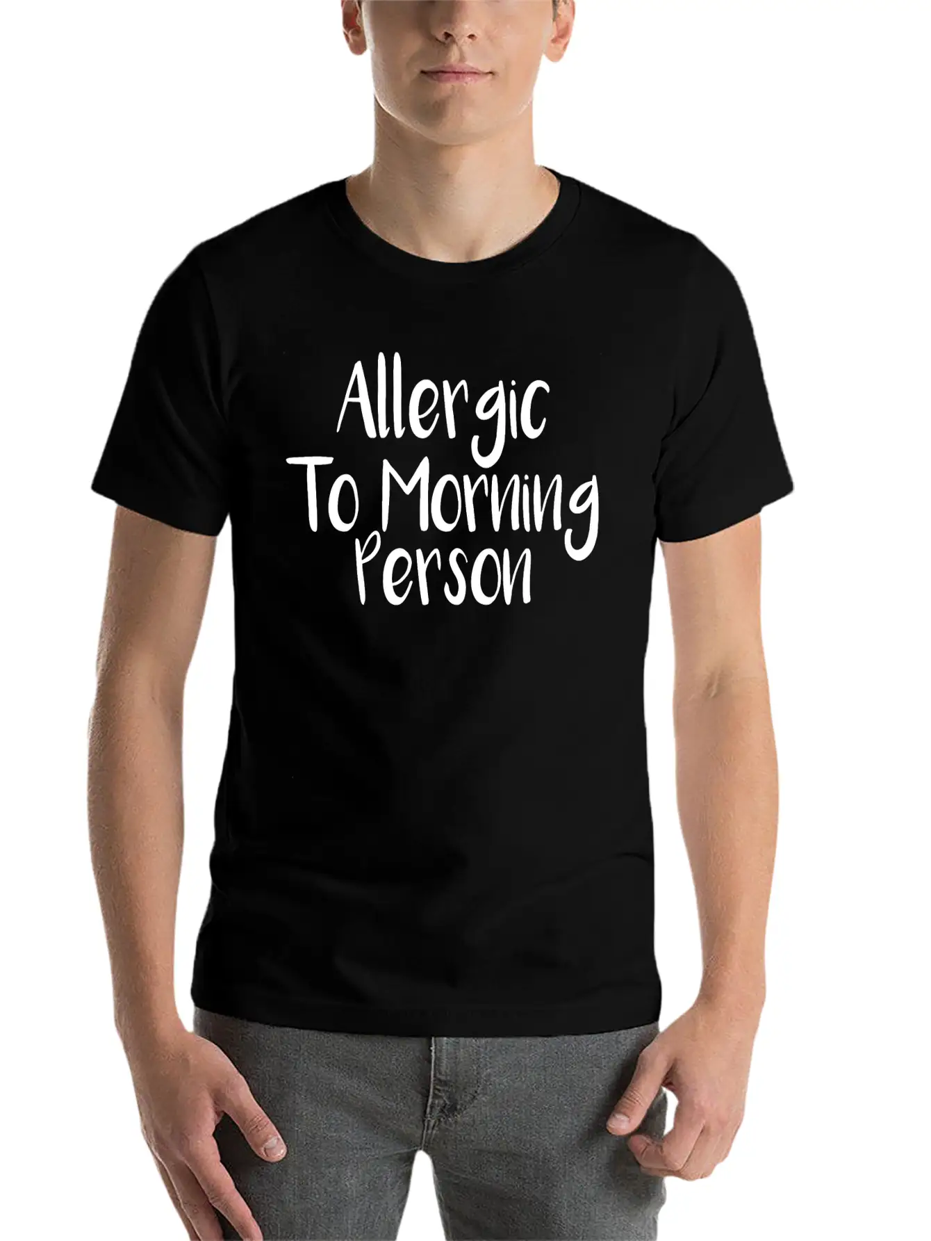 Allergic To Morning Person Breathable Graphic T-Shirt – Perfect For Casual Days