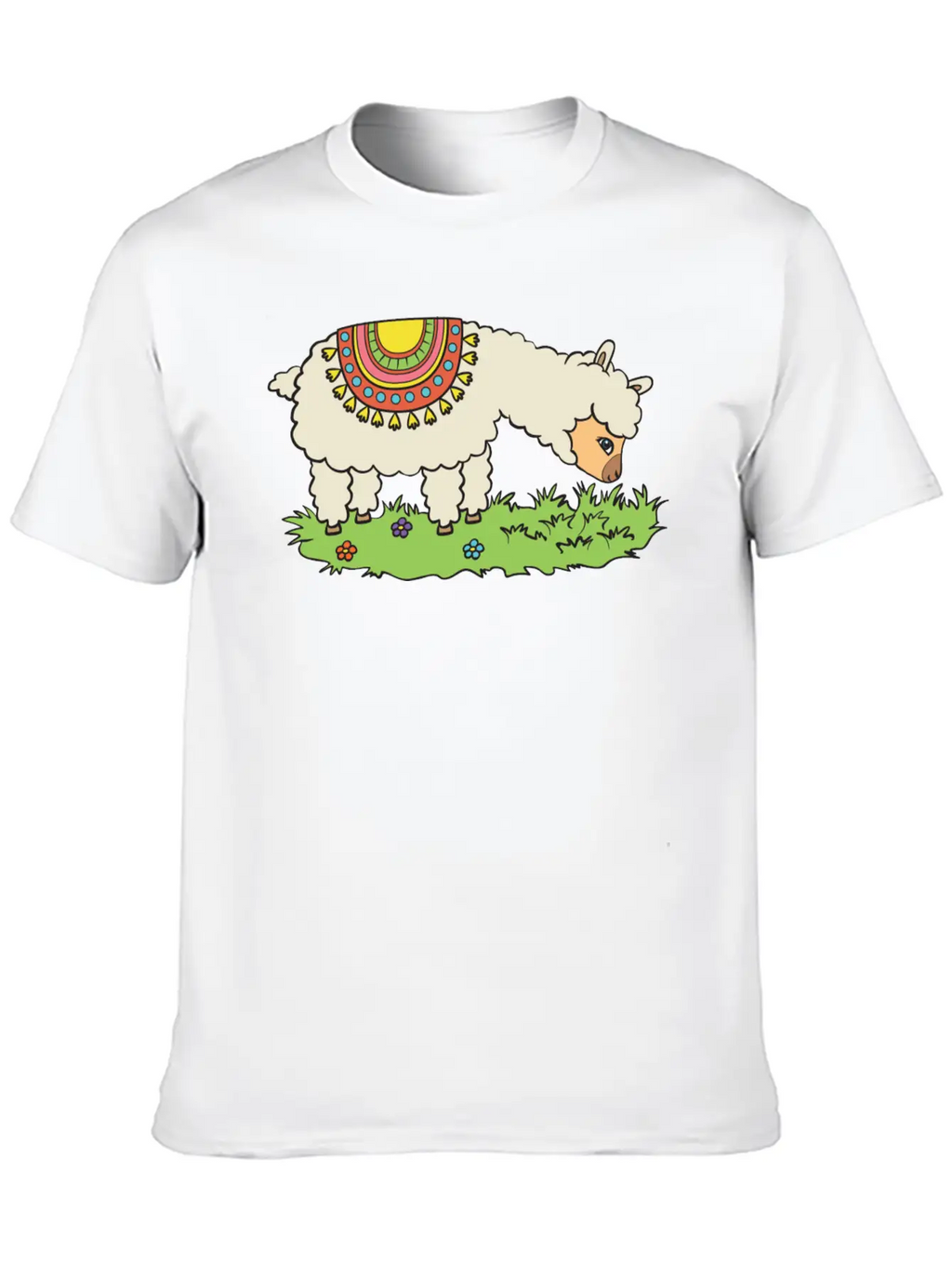 Alpaca Eats Grass On A Meadow Classic Fit Graphic Tee For Daily Comfort – Unisex Cotton Shirt