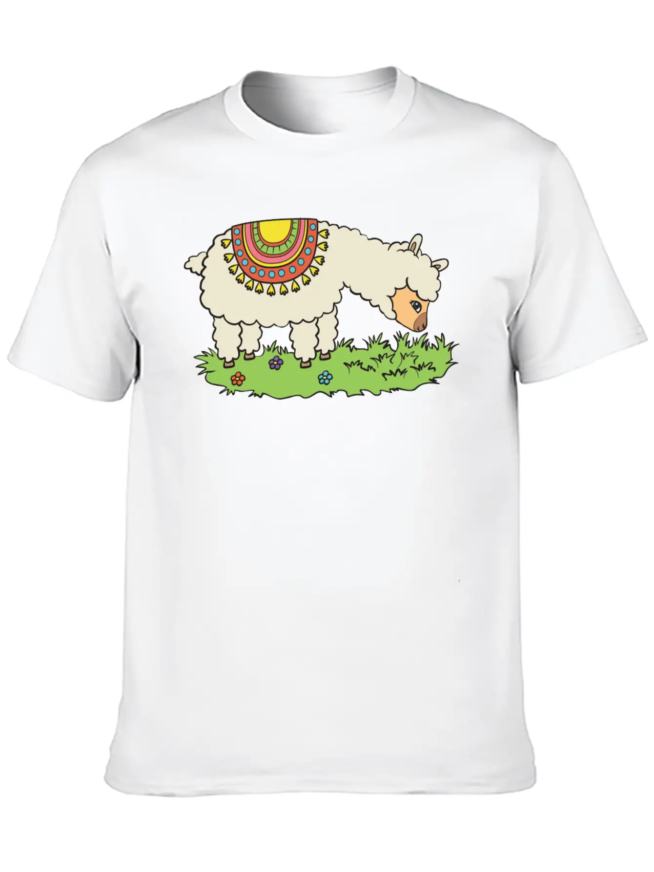 Alpaca Eats Grass On A Meadow Classic Fit Graphic Tee For Daily Comfort – Unisex Cotton Shirt