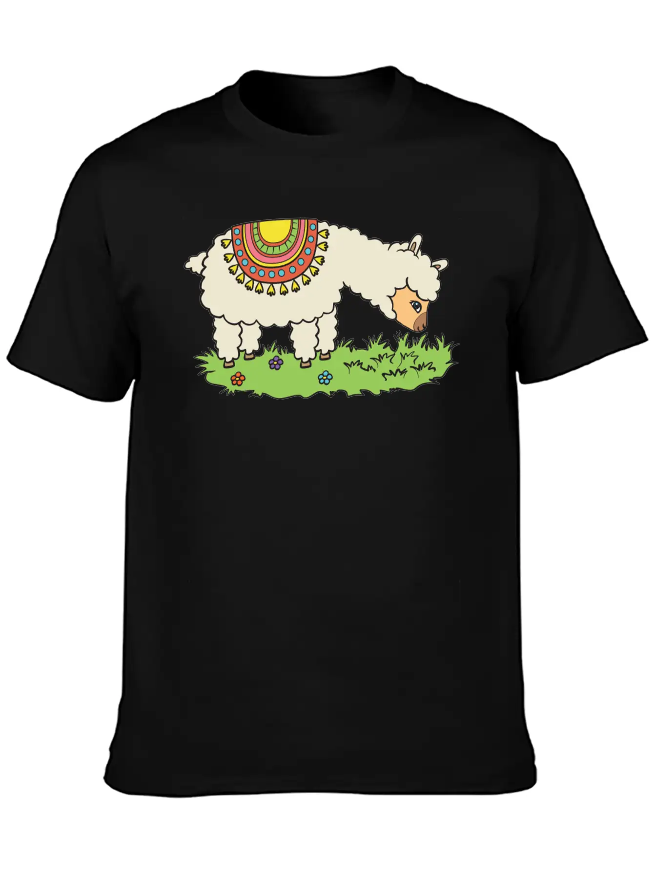Alpaca Eats Grass On A Meadow Classic Fit Graphic Tee For Daily Comfort – Unisex Cotton Shirt