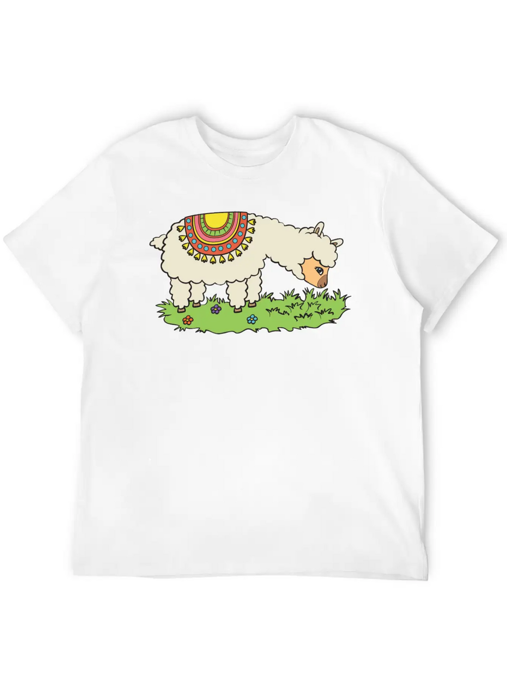 Alpaca Eats Grass On A Meadow Classic Fit Graphic Tee For Daily Comfort – Unisex Cotton Shirt