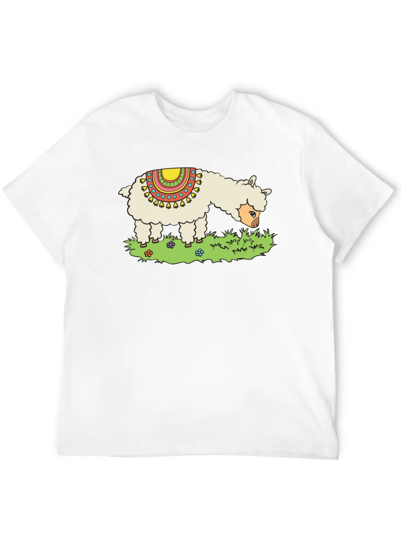 Alpaca Eats Grass On A Meadow Classic Fit Graphic Tee For Daily Comfort – Unisex Cotton Shirt