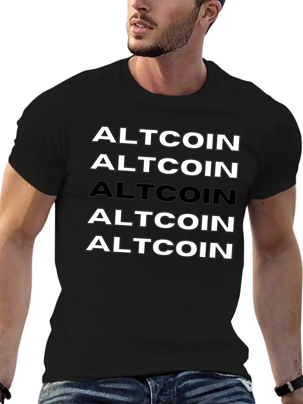 Altcoin Repetitive Modern Design Simple Everyday Graphic Tee – Lightweight Summer Wear