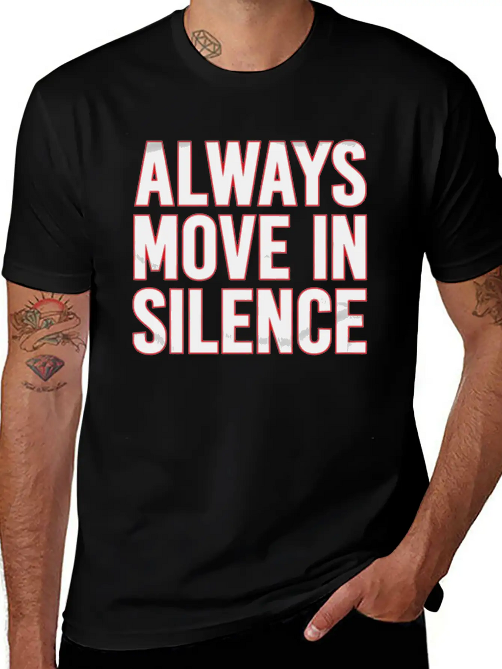 Always Move In Silence Simple Everyday Graphic Tee – Lightweight Summer Wear