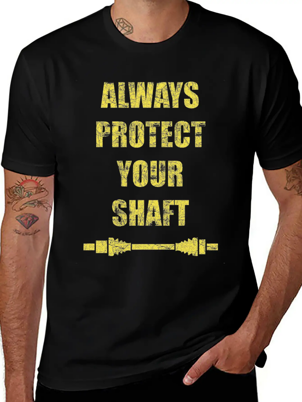 Always Protect Your Shaft Classic Crew Neck Graphic Tee – Everyday Minimal Look