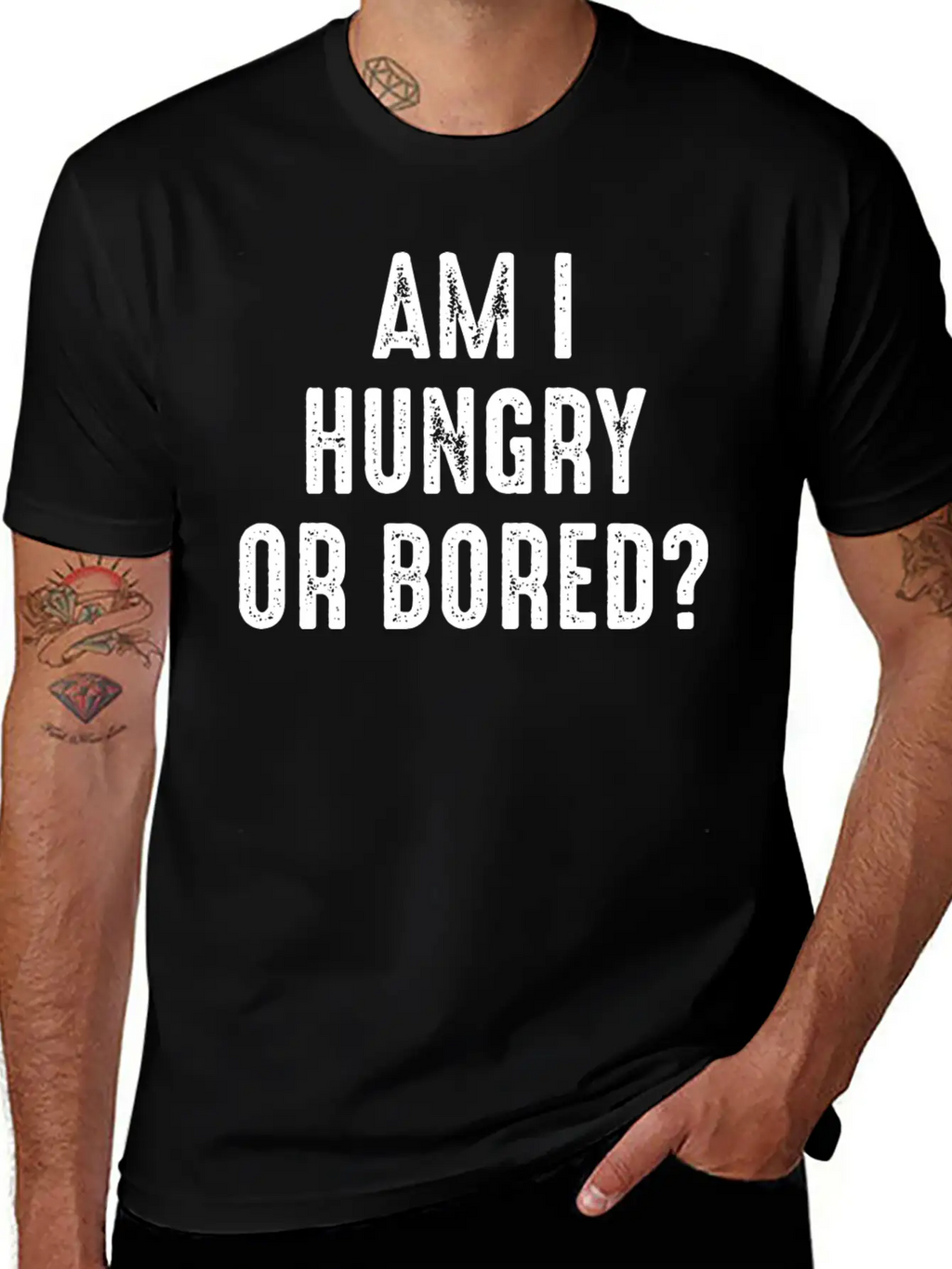 Am I Hungry Or Bored Comfortable Minimalist Graphic Tee – Summer Style Essential