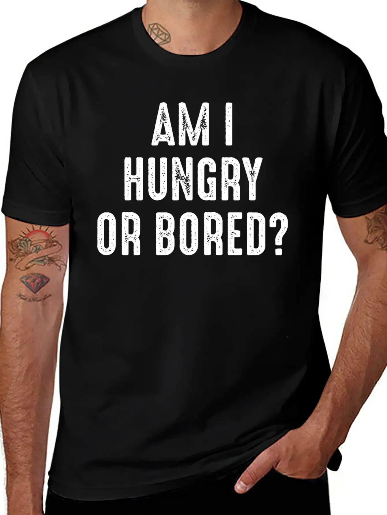 Am I Hungry Or Bored Comfortable Minimalist Graphic Tee – Summer Style Essential