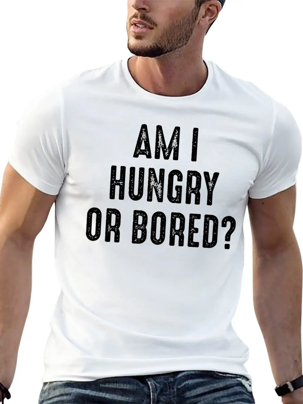 Am I Hungry Or Bored Comfortable Minimalist Graphic Tee – Summer Style Essential