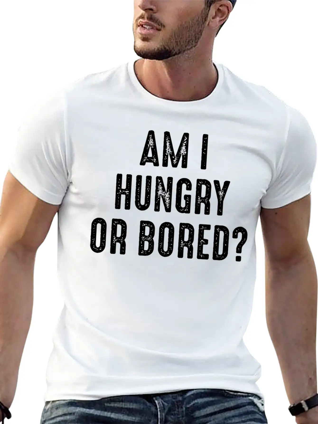 Am I Hungry Or Bored Comfortable Minimalist Graphic Tee – Summer Style Essential