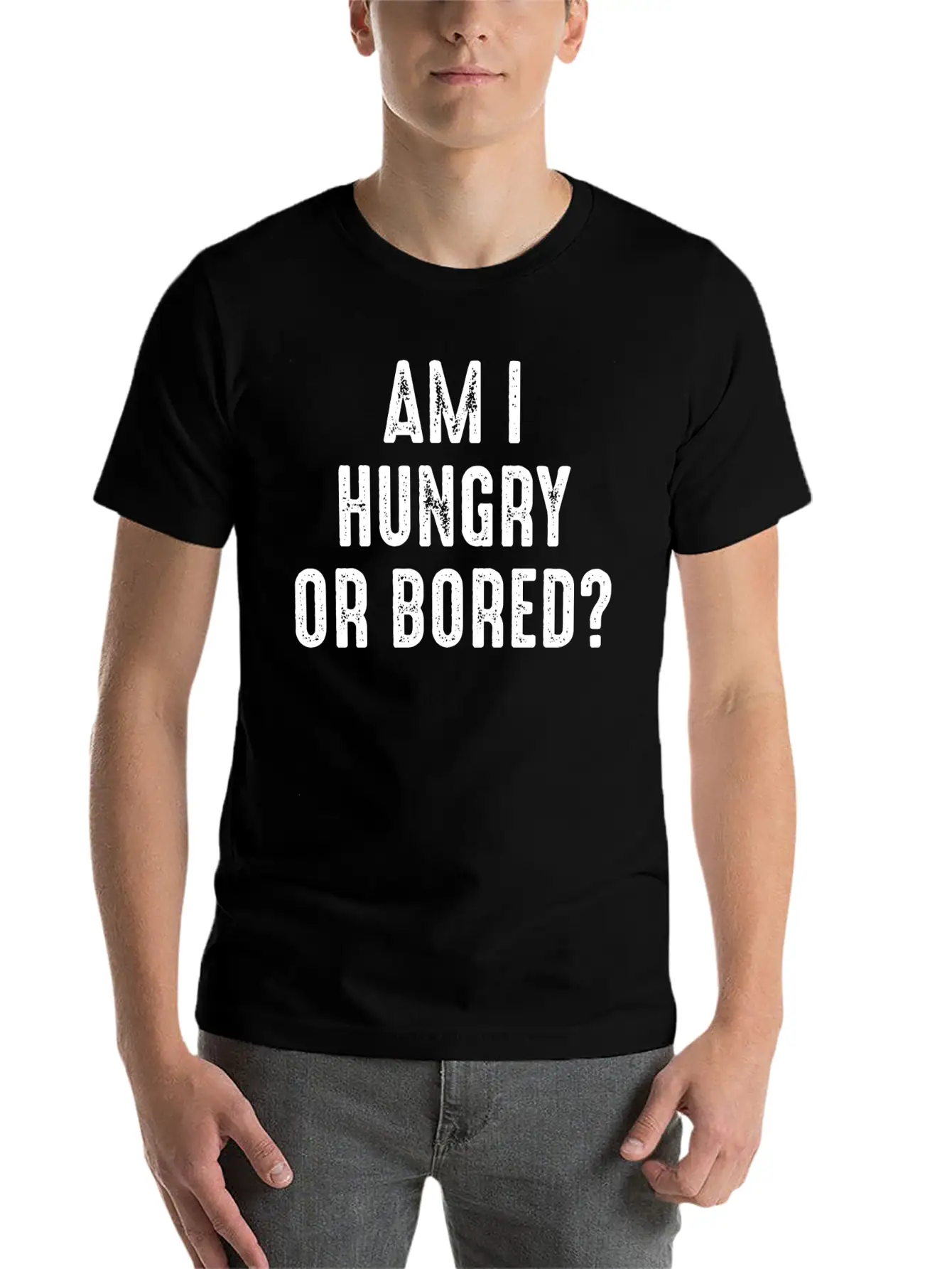 Am I Hungry Or Bored Comfortable Minimalist Graphic Tee – Summer Style Essential