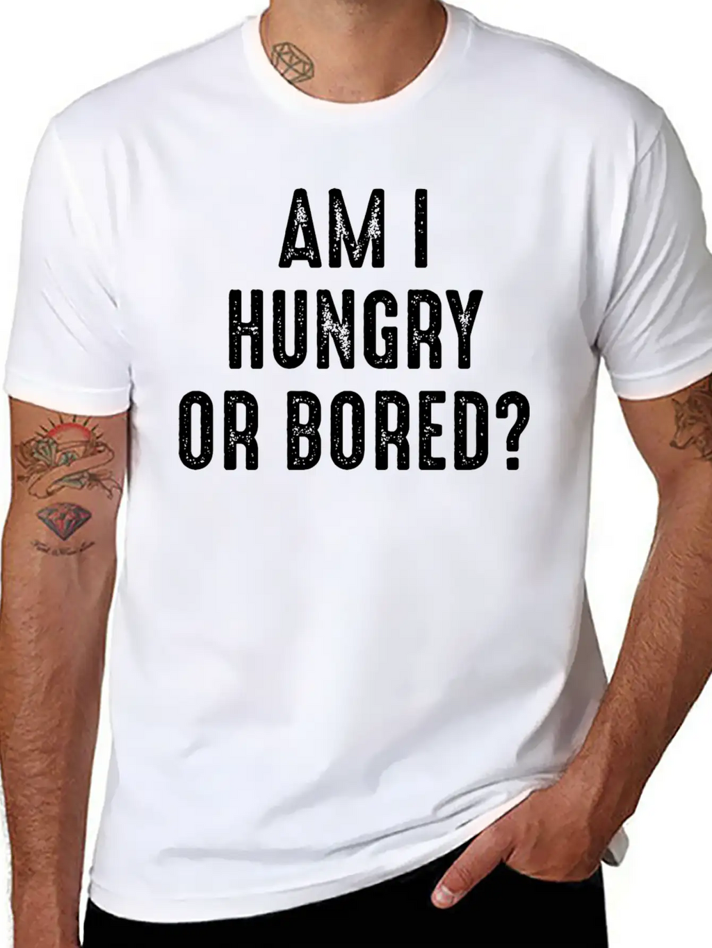 Am I Hungry Or Bored Comfortable Minimalist Graphic Tee – Summer Style Essential