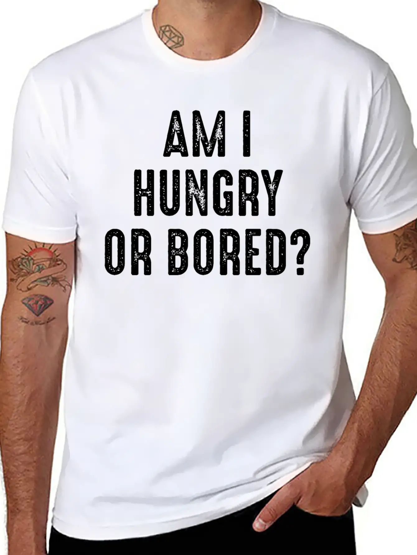 Am I Hungry Or Bored Comfortable Minimalist Graphic Tee – Summer Style Essential