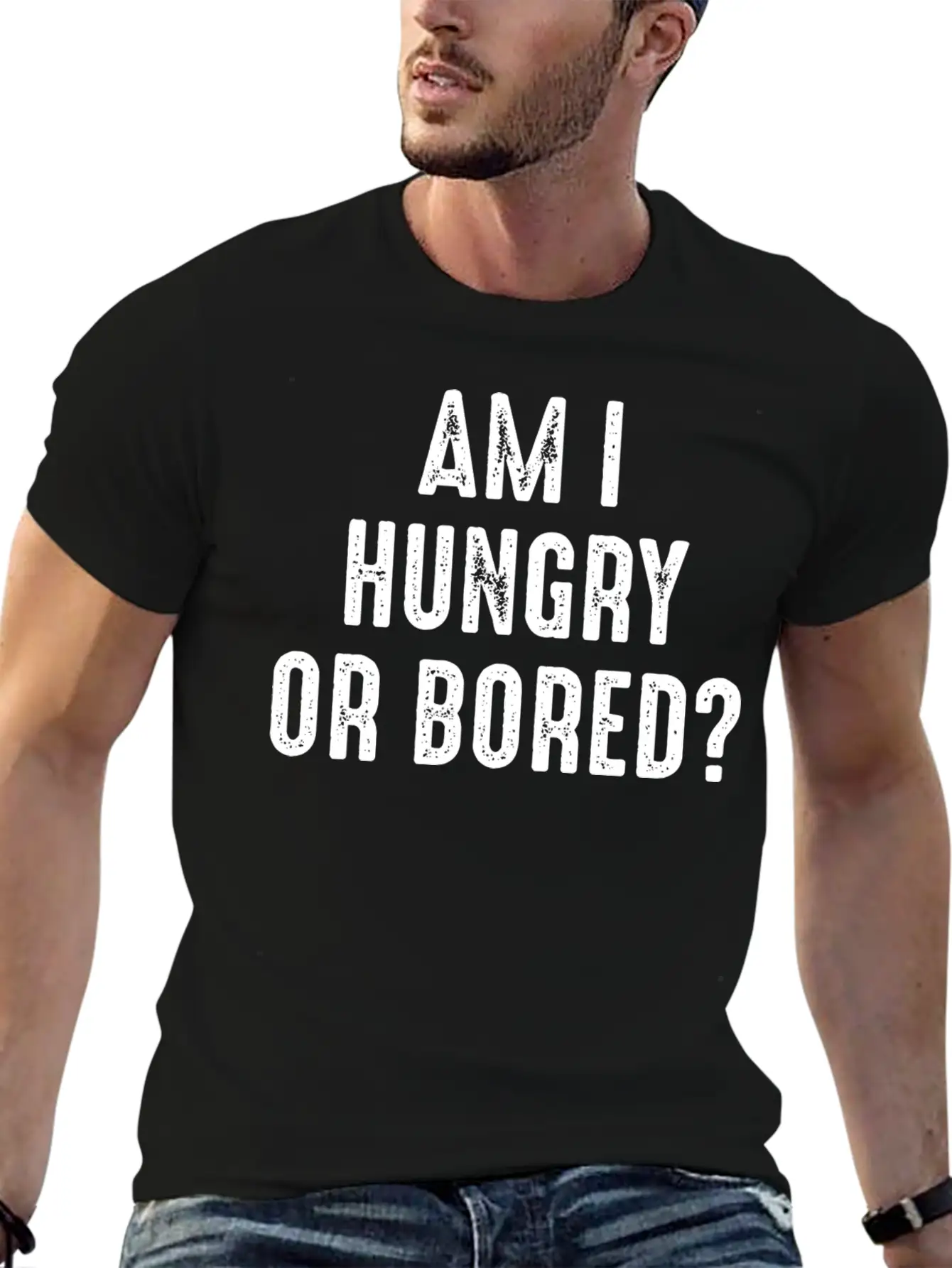Am I Hungry Or Bored Comfortable Minimalist Graphic Tee – Summer Style Essential