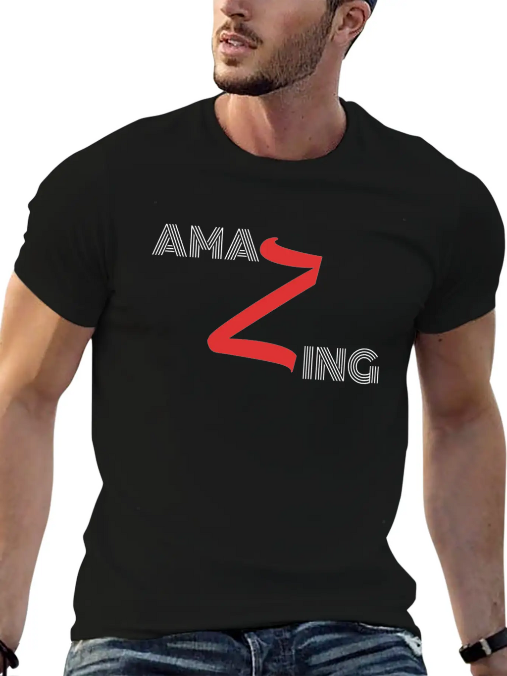Amazing Design In Black Breathable Graphic T-Shirt – Perfect For Casual Days