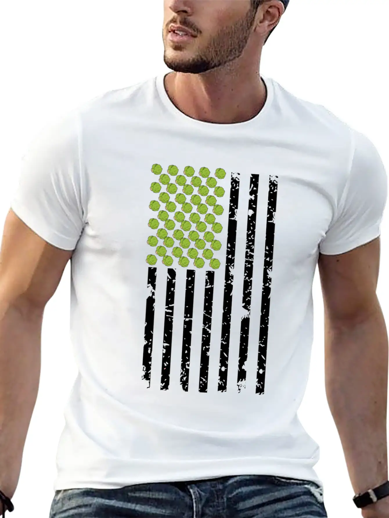 America Vegans Vegetarian Gifts Brussel Sprouts Classic Crew Neck Graphic Tee – Everyday Minimal Look