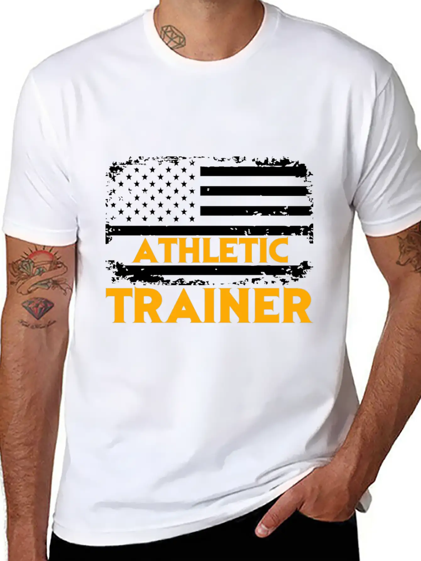 American Athlete Athletic Trainer Flag Sport Breathable Graphic T-Shirt – Perfect For Casual Days