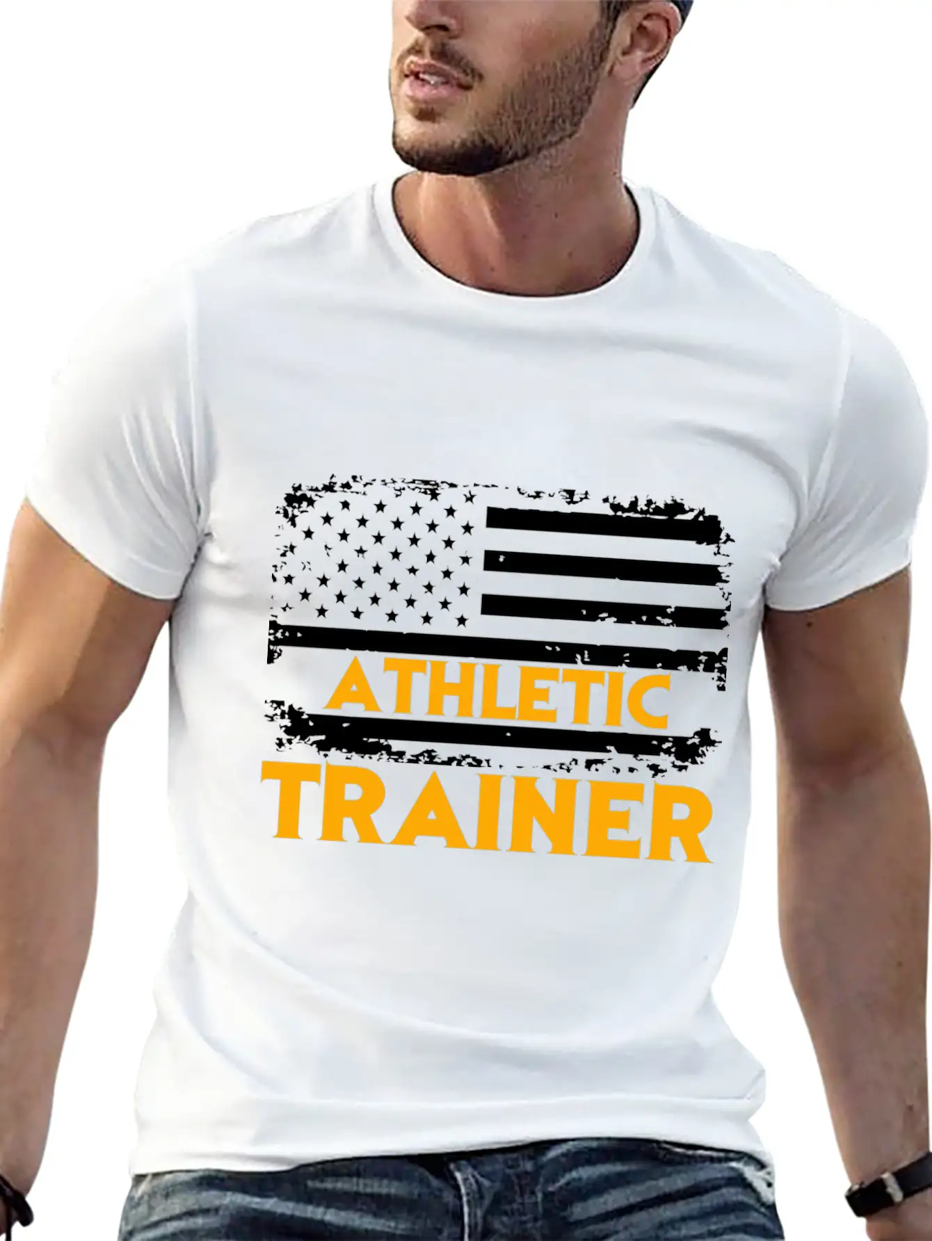 American Athlete Athletic Trainer Flag Sport Breathable Graphic T-Shirt – Perfect For Casual Days