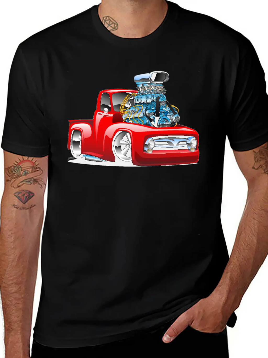 American Classic Hot Rod Pickup Truck Cartoon Timeless Short Sleeve Tee – Comfy And Minimalist Design