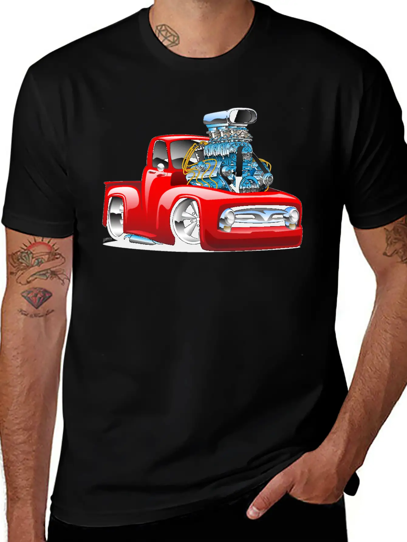 American Classic Hot Rod Pickup Truck Cartoon Timeless Short Sleeve Tee – Comfy And Minimalist Design
