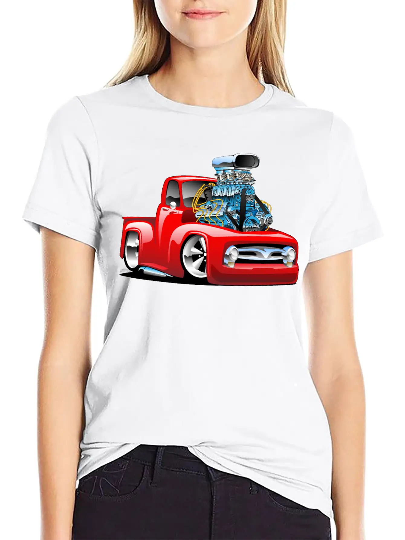 American Classic Hot Rod Pickup Truck Cartoon Timeless Short Sleeve Tee – Comfy And Minimalist Design