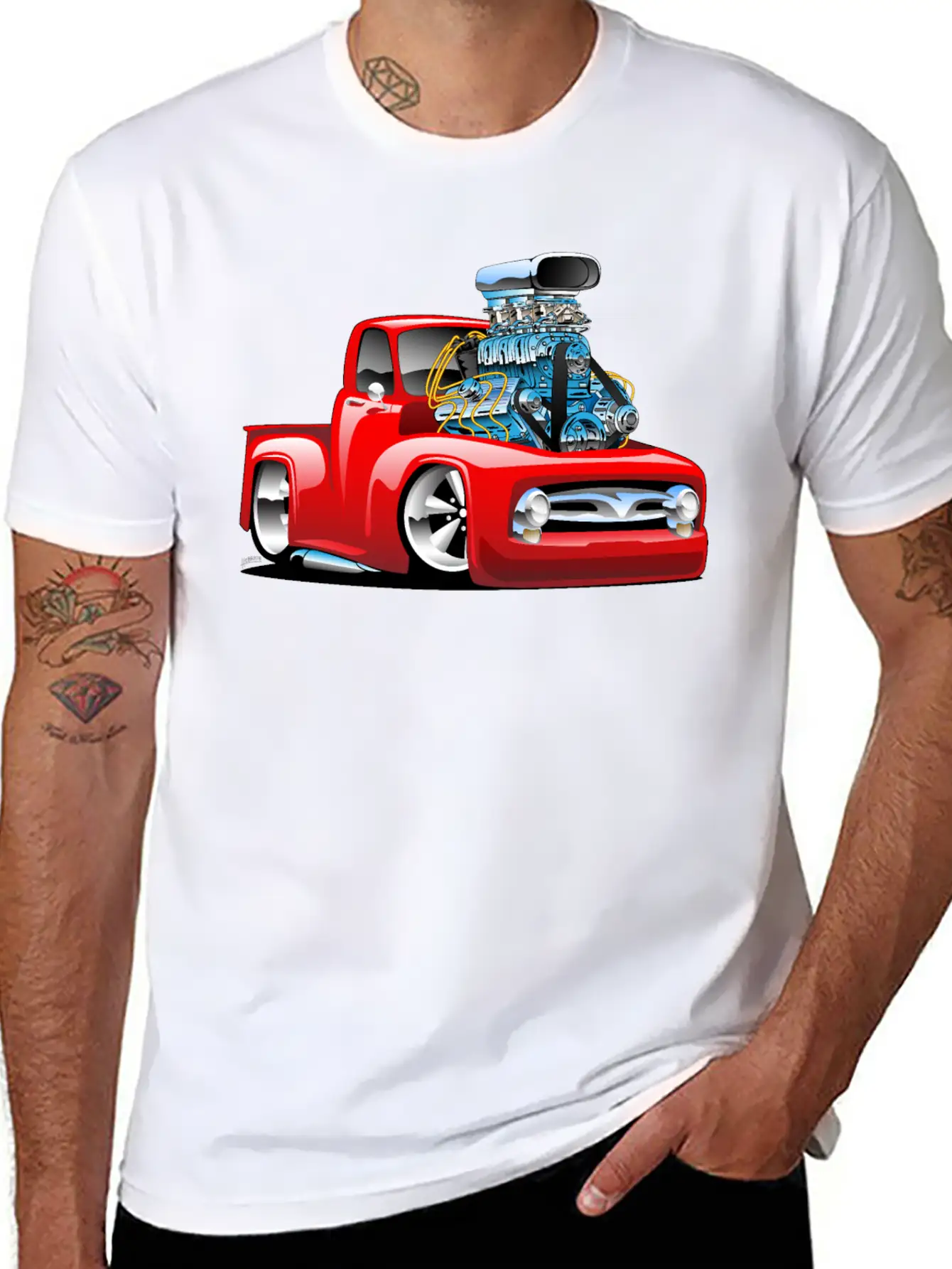 American Classic Hot Rod Pickup Truck Cartoon Timeless Short Sleeve Tee – Comfy And Minimalist Design