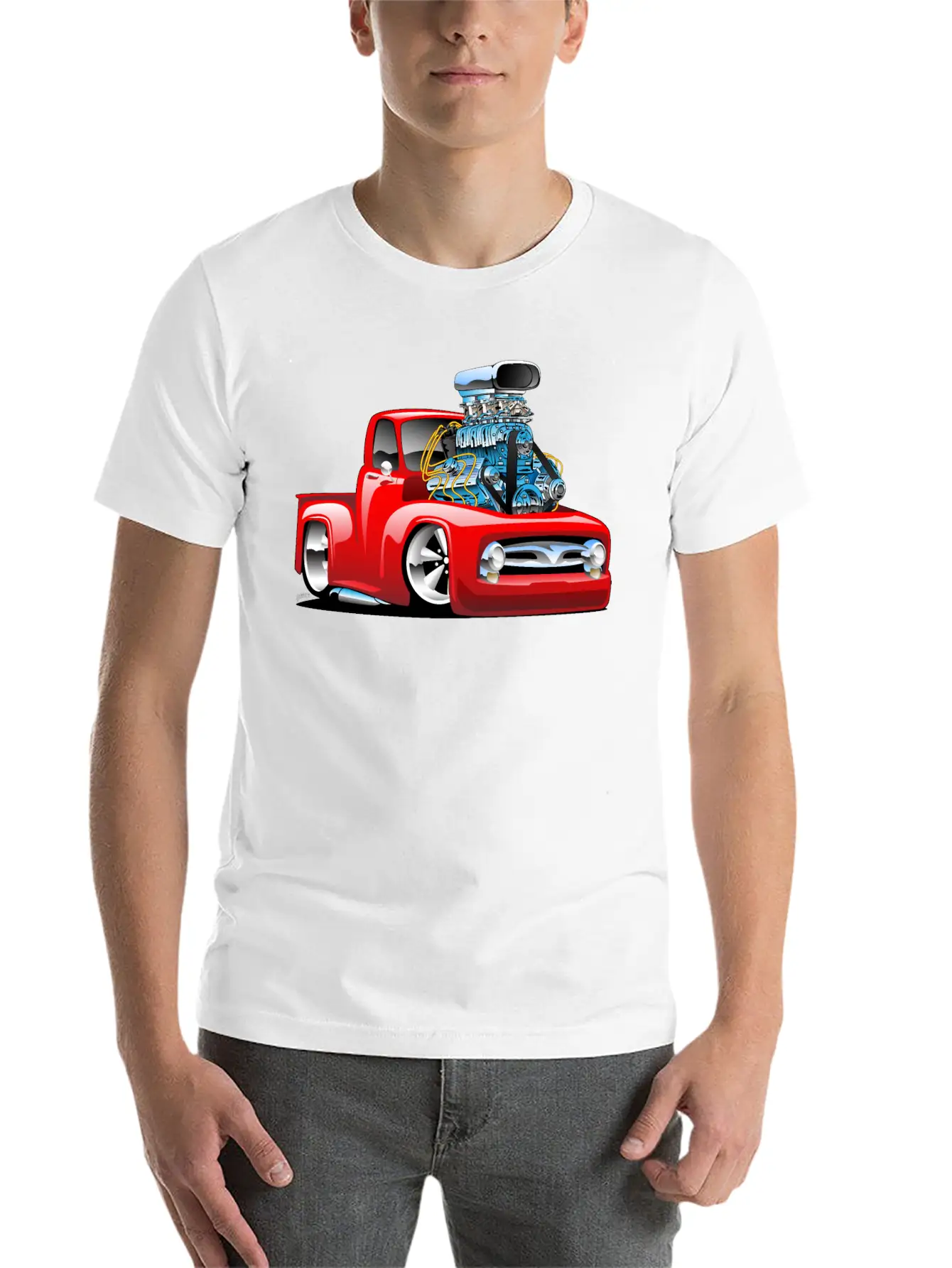 American Classic Hot Rod Pickup Truck Cartoon Timeless Short Sleeve Tee – Comfy And Minimalist Design