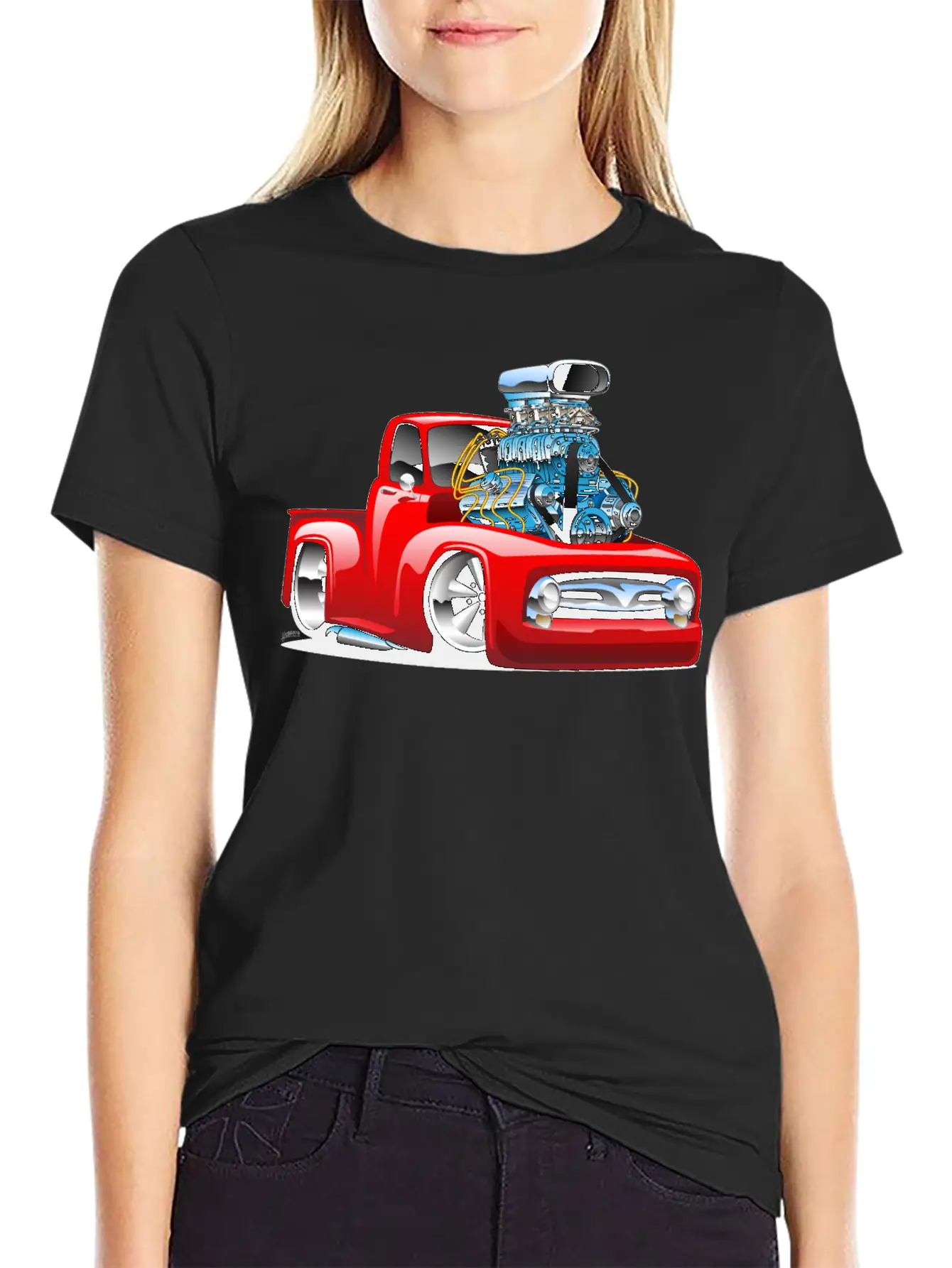 American Classic Hot Rod Pickup Truck Cartoon Timeless Short Sleeve Tee – Comfy And Minimalist Design
