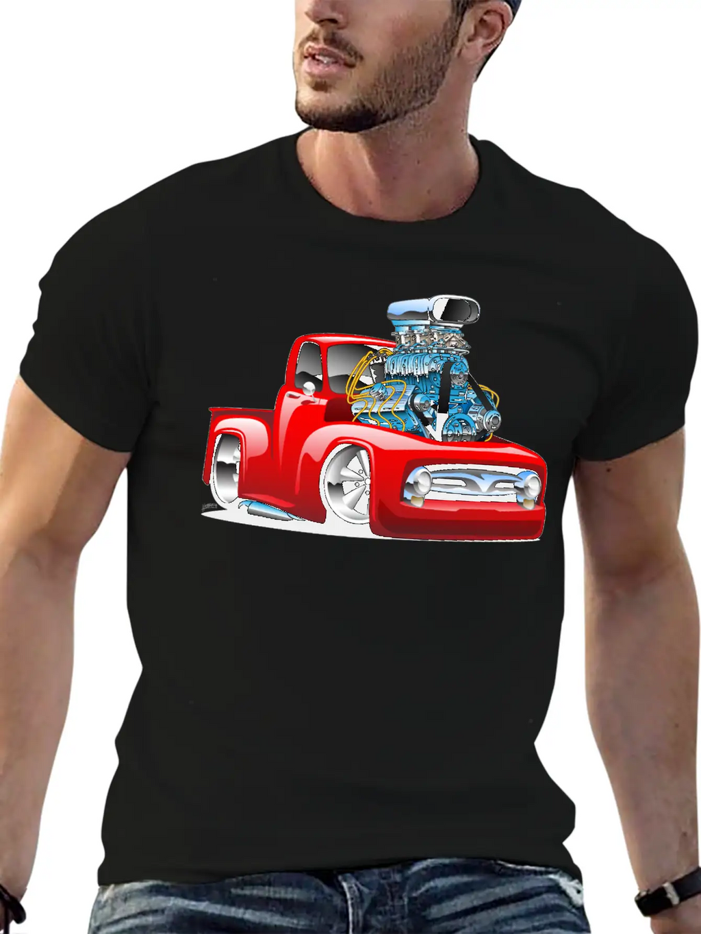 American Classic Hot Rod Pickup Truck Cartoon Timeless Short Sleeve Tee – Comfy And Minimalist Design