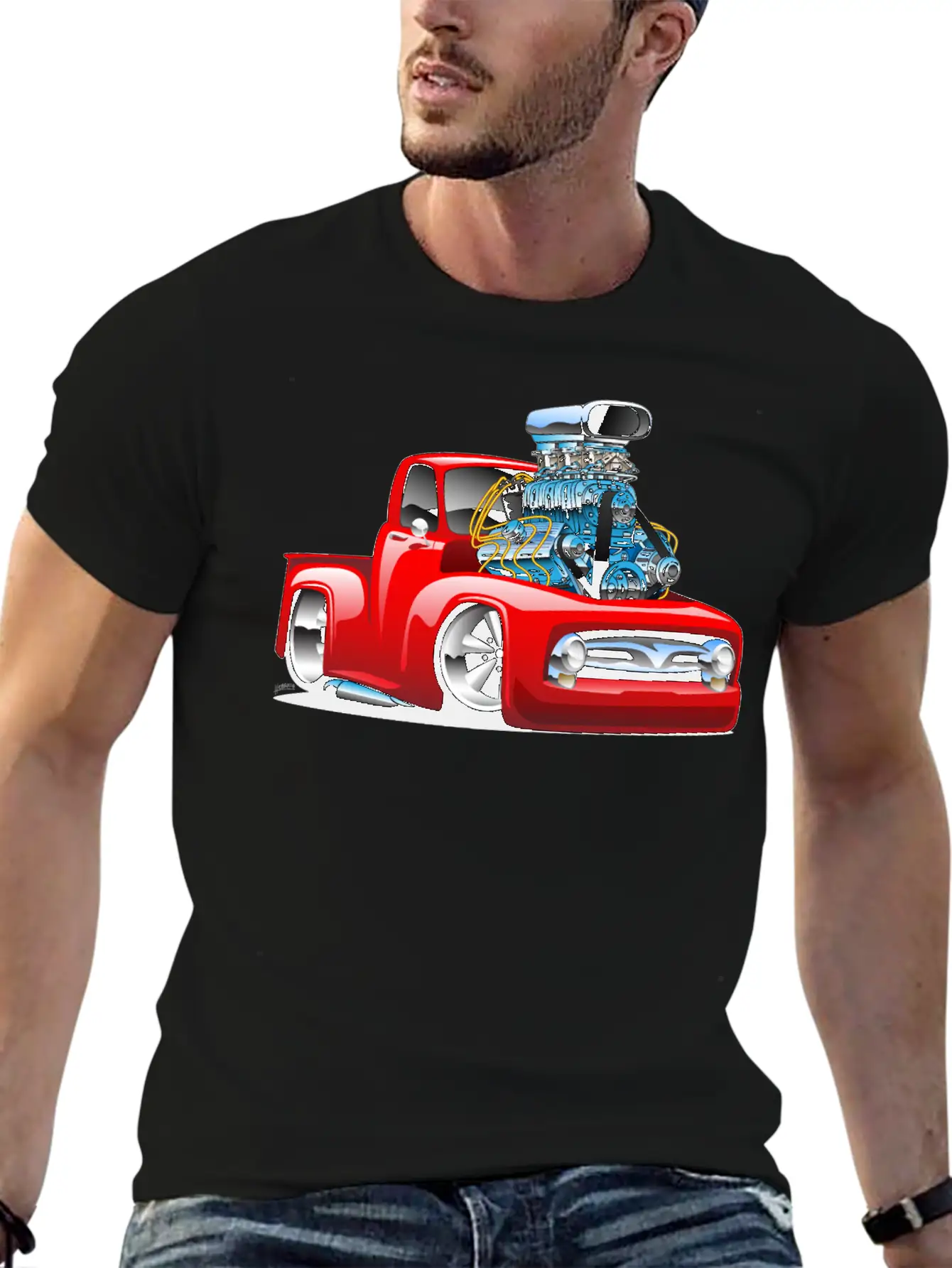 American Classic Hot Rod Pickup Truck Cartoon Timeless Short Sleeve Tee – Comfy And Minimalist Design