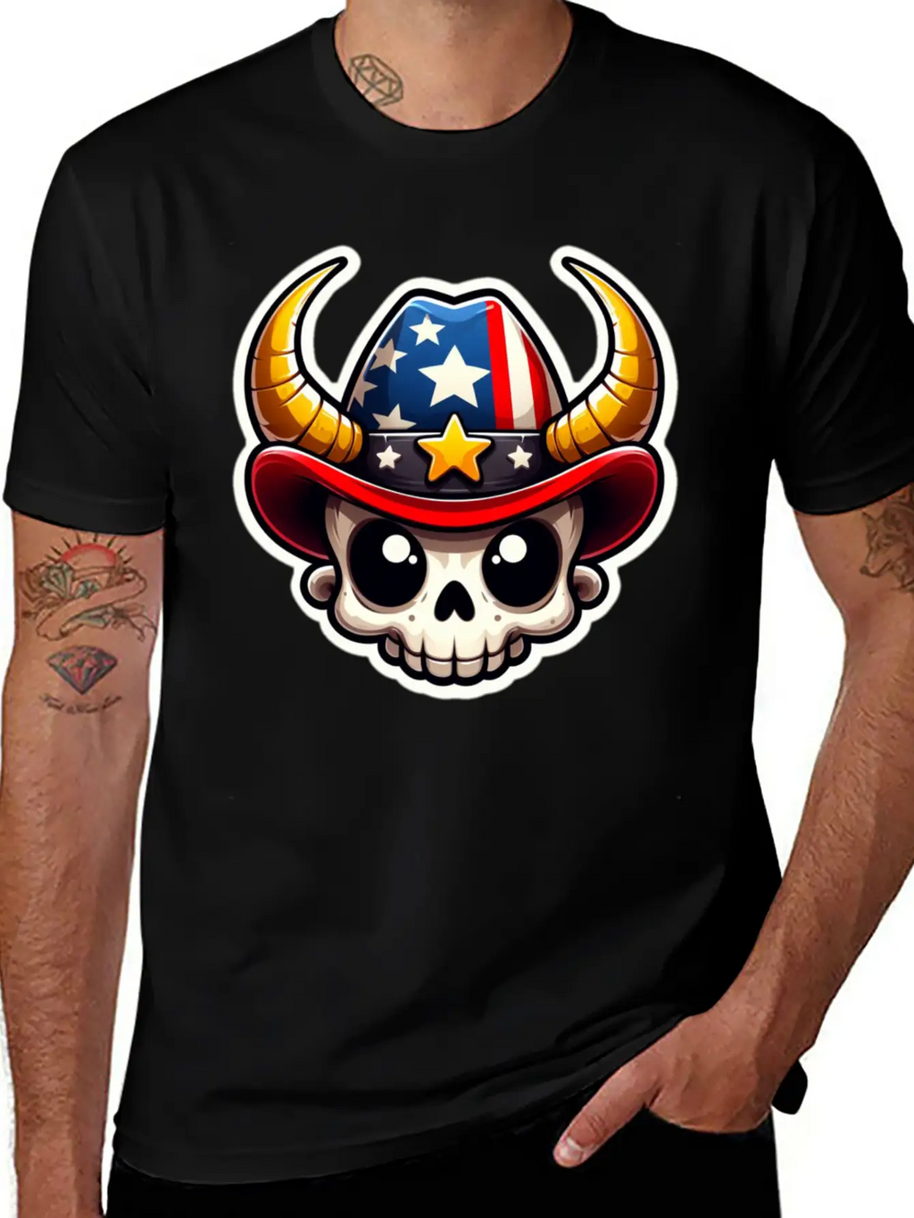 American Cowboy: Horned Skull, Cowboy Carter Simple Everyday Graphic Tee – Lightweight Summer Wear