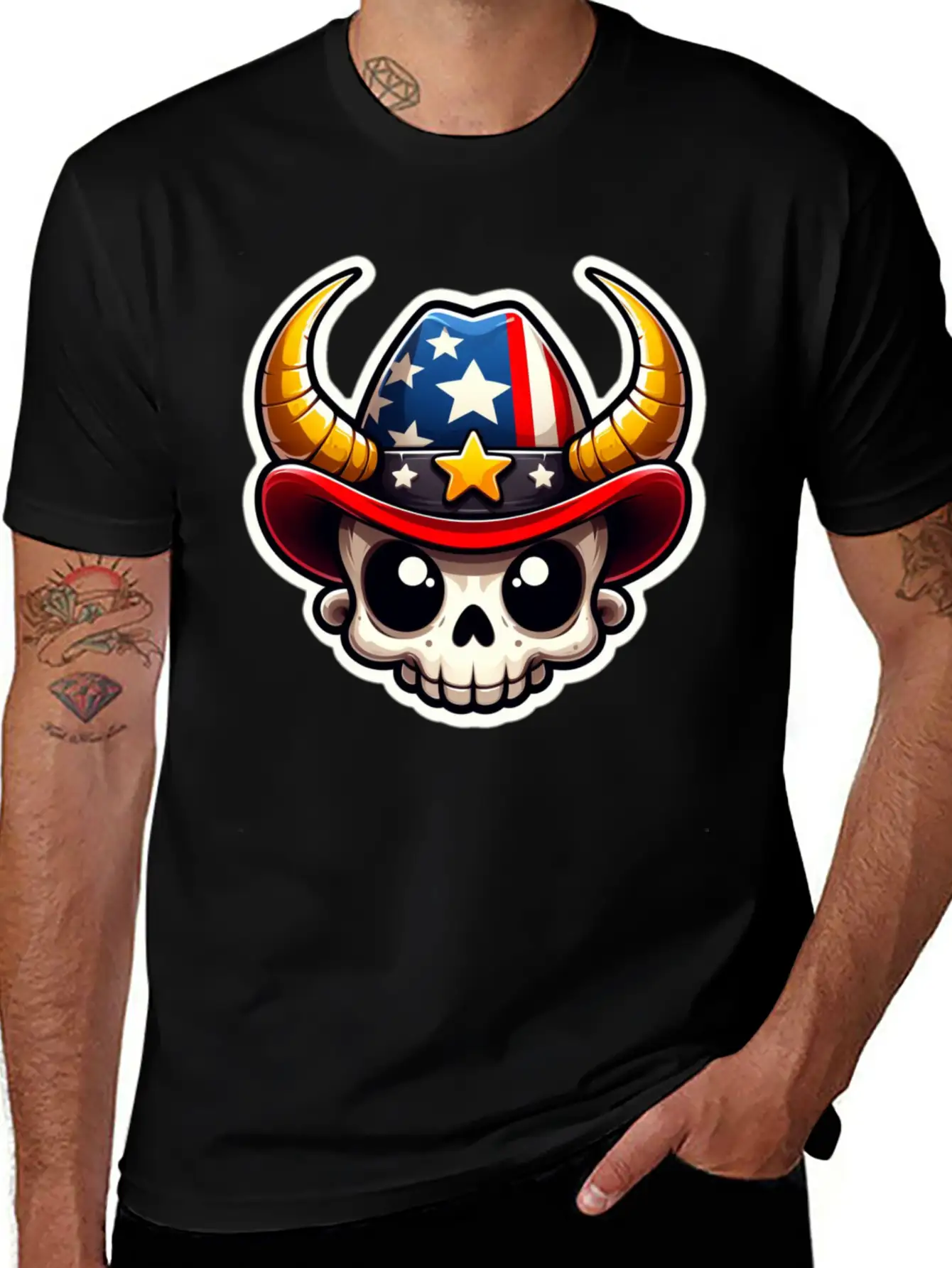 American Cowboy: Horned Skull, Cowboy Carter Simple Everyday Graphic Tee – Lightweight Summer Wear