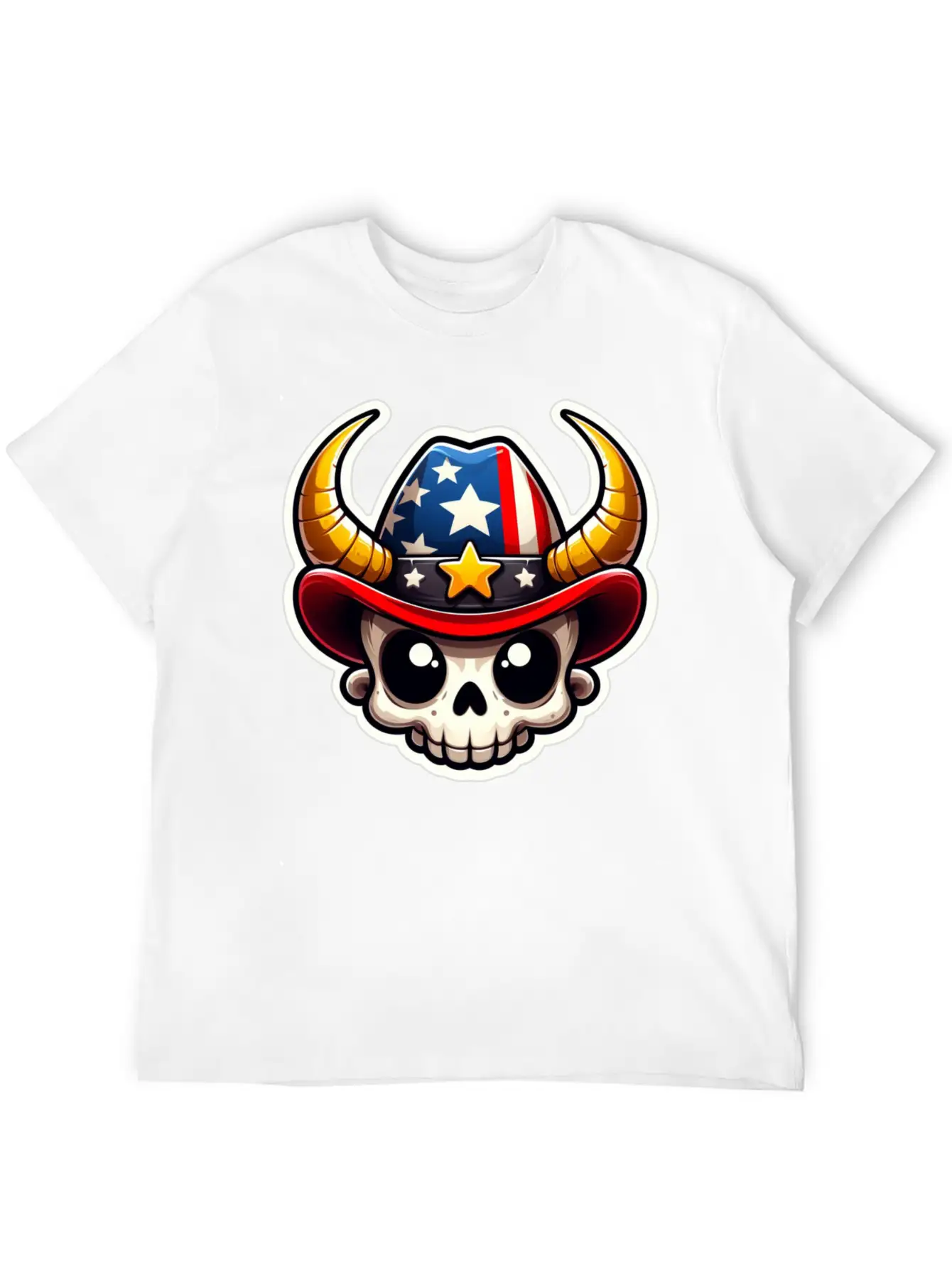 American Cowboy: Horned Skull, Cowboy Carter Simple Everyday Graphic Tee – Lightweight Summer Wear