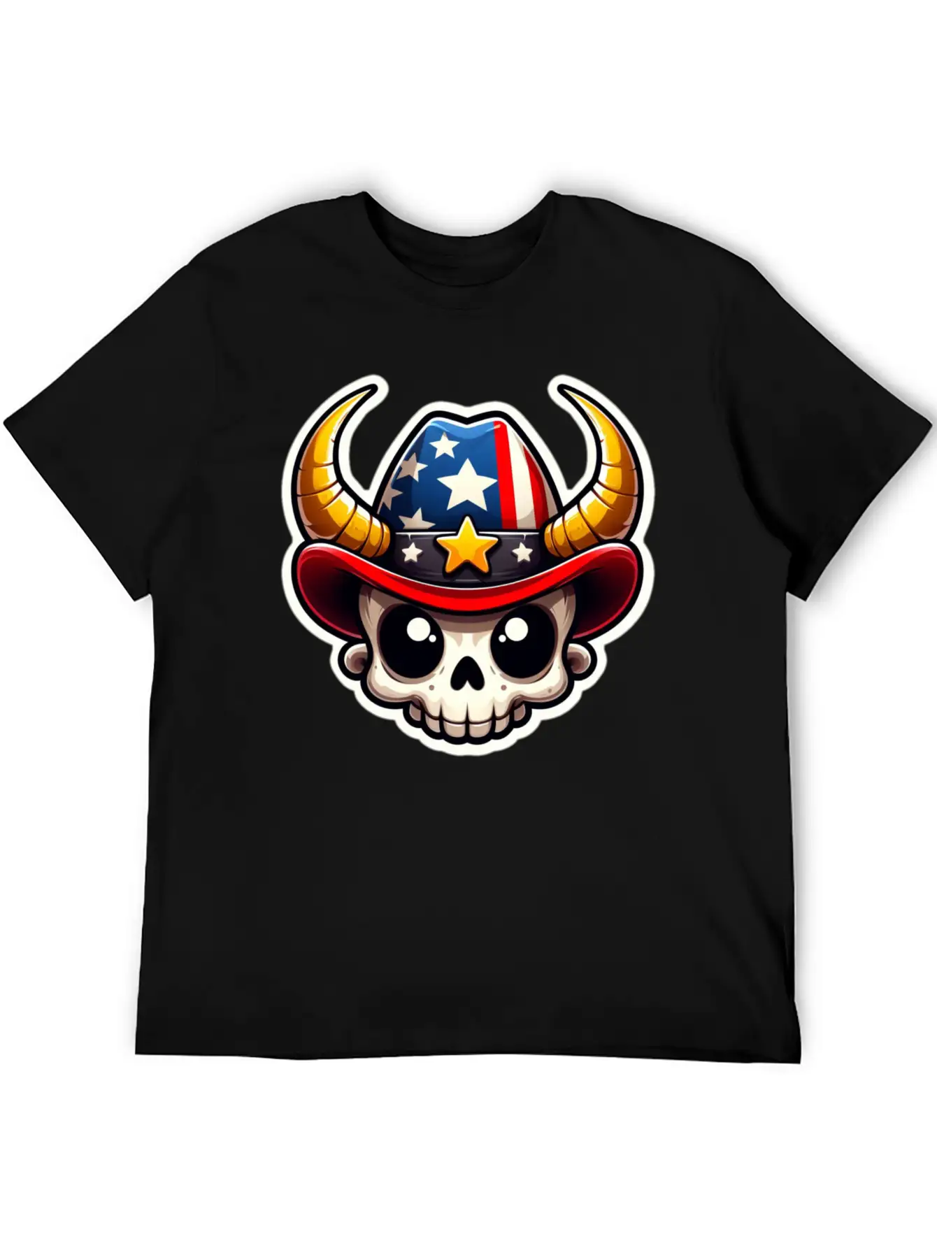 American Cowboy: Horned Skull, Cowboy Carter Simple Everyday Graphic Tee – Lightweight Summer Wear