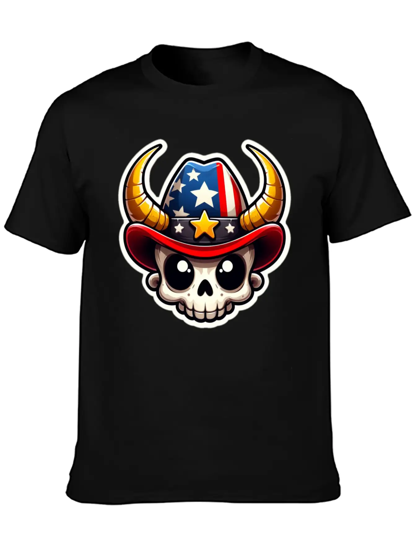 American Cowboy: Horned Skull, Cowboy Carter Simple Everyday Graphic Tee – Lightweight Summer Wear